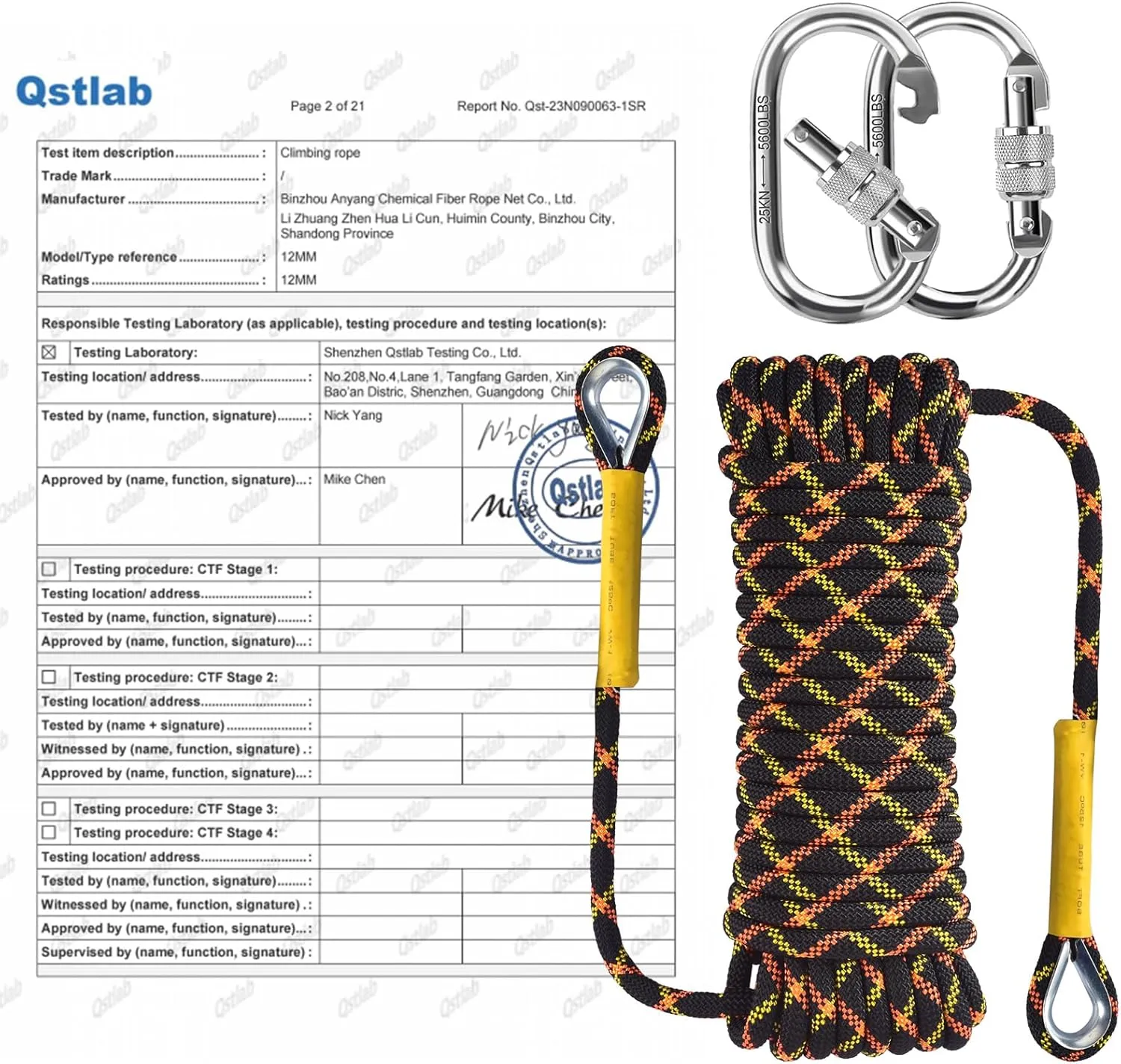 Outdoor Climbing Rope 8MM/12MM 6 Colors 1M(3.2ft)-70M(230ft), Static Rock Climbing Rope with 2 Steel Hooks, Rappelling Rope for Outdoor, Hiking Safety Escape Rope, Rescue Parachute (Black, 12mm-30m)