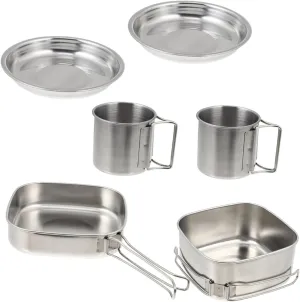 Outdoor Cookware Set 6-Piece Portable Camping Cooking Utensils Stainless Steel Versatile for All Outdoor Activities