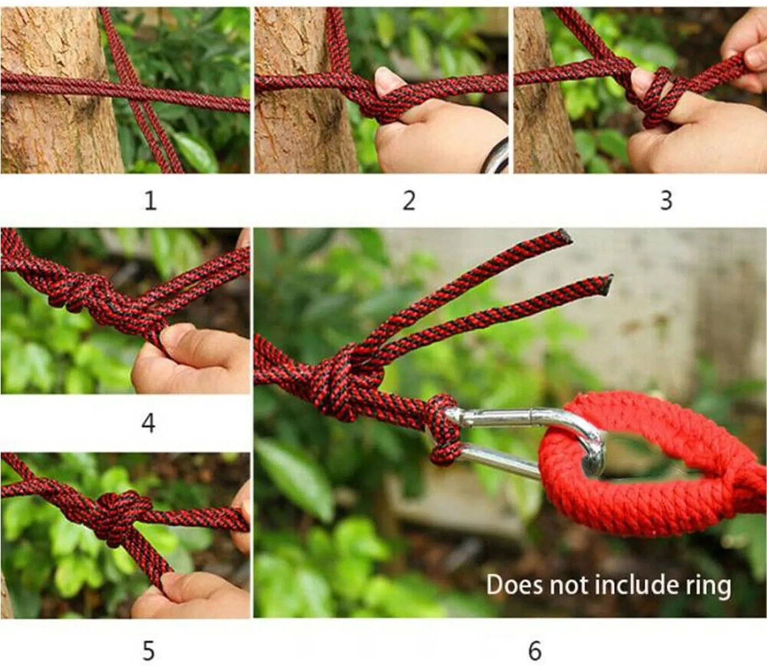 Outdoor Double Hammock Bed ,Swinging Camping Hanging Tree Strap Hook (Red Hammock)