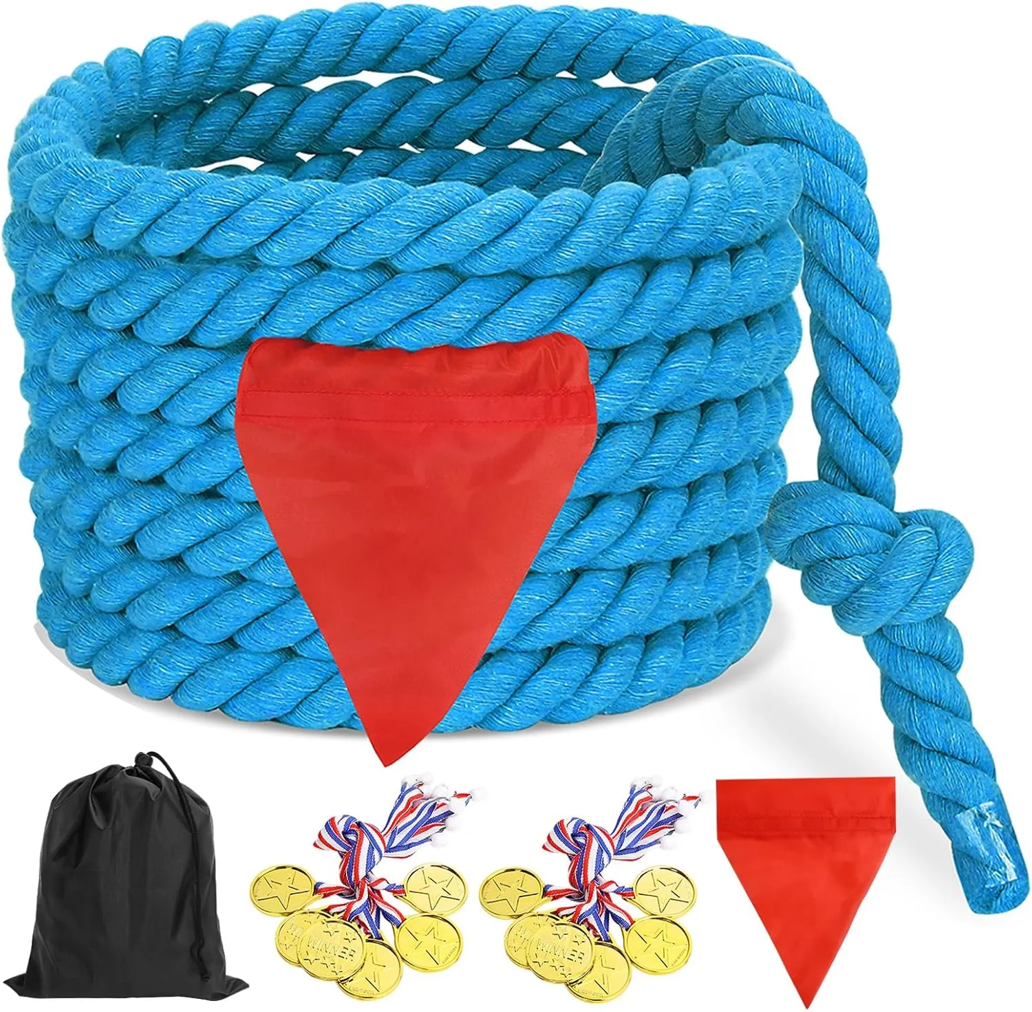 Outdoor Games 60ft Tug of War Rope for Kids Adult, Field Day Family Reunion Outside Yard Backyard Lawn Carnival Camping Picnic Games for Team Building, Blue