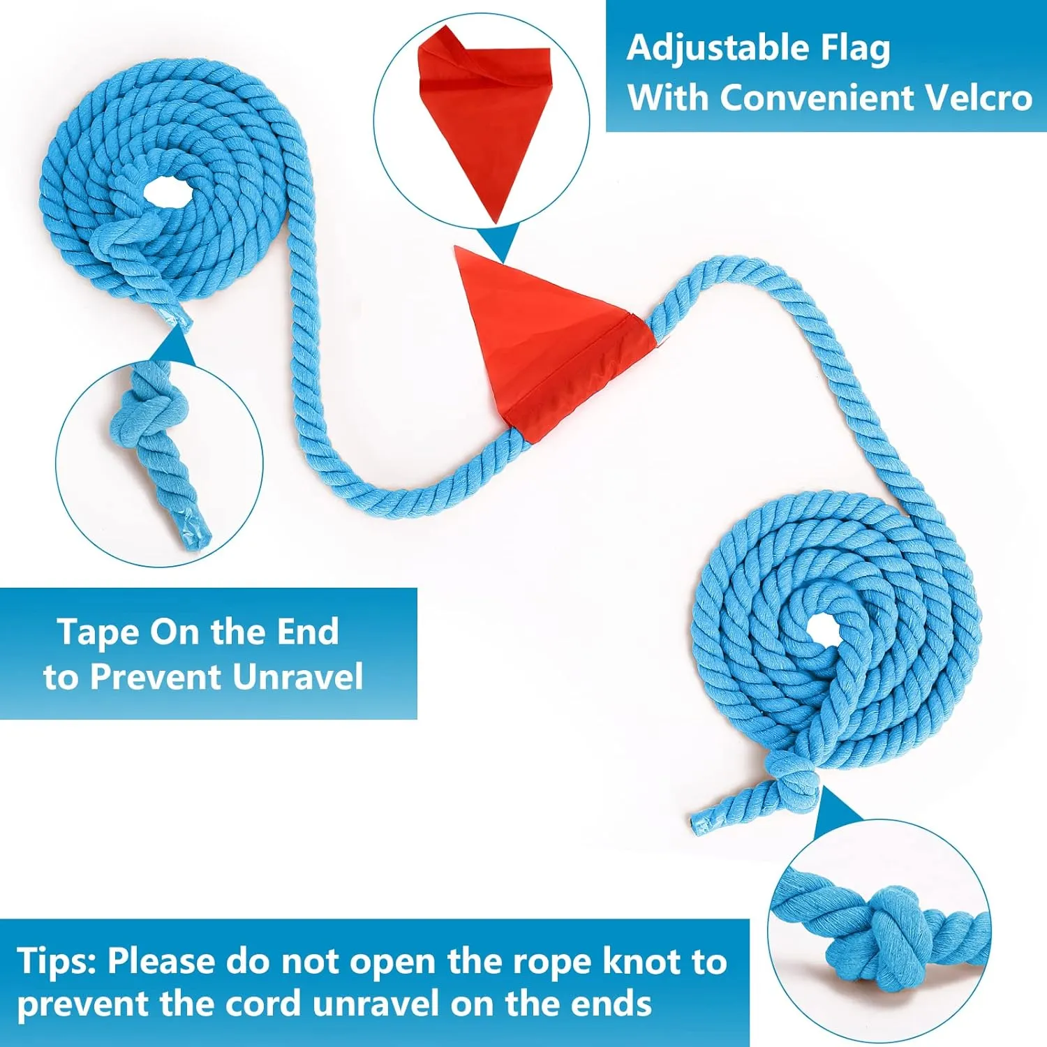 Outdoor Games 60ft Tug of War Rope for Kids Adult, Field Day Family Reunion Outside Yard Backyard Lawn Carnival Camping Picnic Games for Team Building, Blue