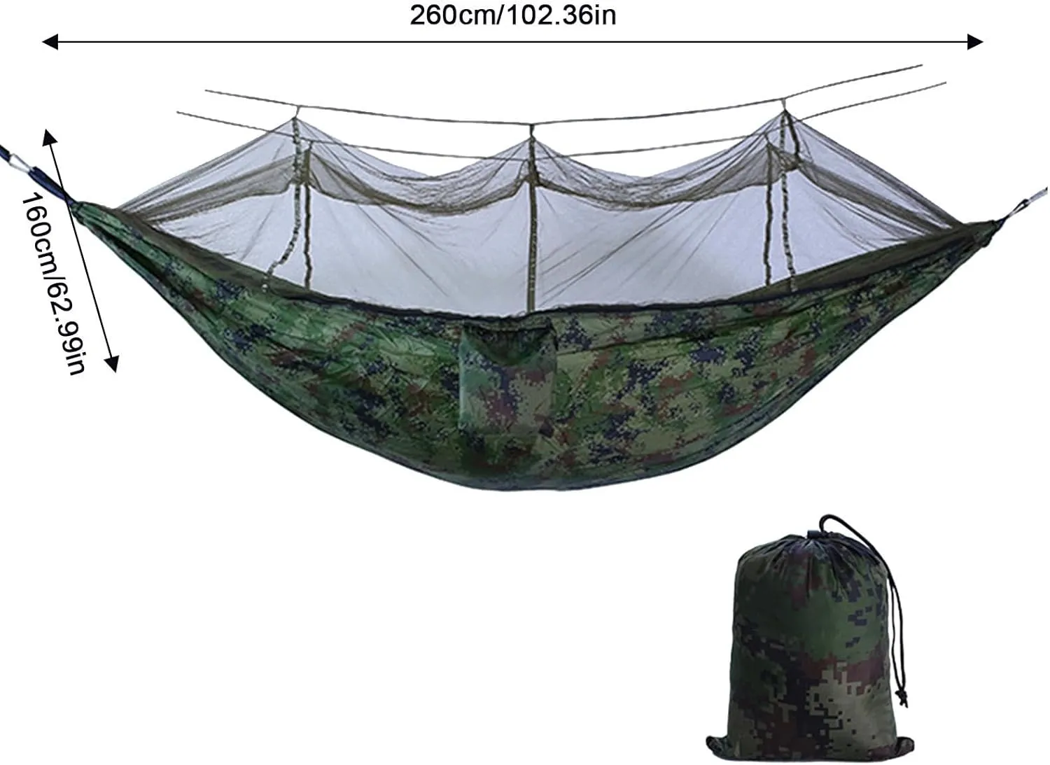 Outdoor Hammock with MosquitoNet, Lightweight Portable Hammock, 600 lbs Weight-Bearing, Breathable Ultra-Light Parachute Nylon Camping Travel Hammock