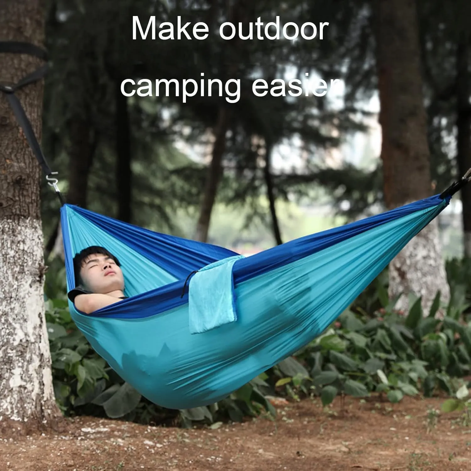 Outdoor Hammocks, Camping Hammock Double Portable Hammocks, Nylon Hammock with Tree Straps, for Outdoor Backpacking, Camping, Adventure (Green)