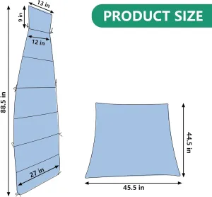 Outdoor Hanging Lounge Chair Replacement Cushion Cover and Umbrella Fabric, Patio Curved Chaise Hammock Floating Swing Chair Pads Cover with Double sided organizer (Cushion Not Included) (Blue)