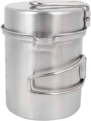Outdoor Portable Stainless Steel Cookware Set for Camping Hiking, Compact Foldable Handle Storage Bag, Multi Functional for Cooking and Boiling