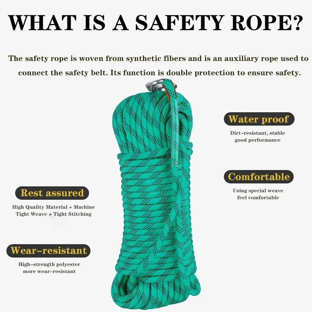 Outdoor Safety Rappelling Rop, 8MM Diameter Static Escape Rope 10200M Tree Climbing Rappelling with Escape Rope Fire Rescue Parachute (Color : Green, Size : 8mm x 10m)
