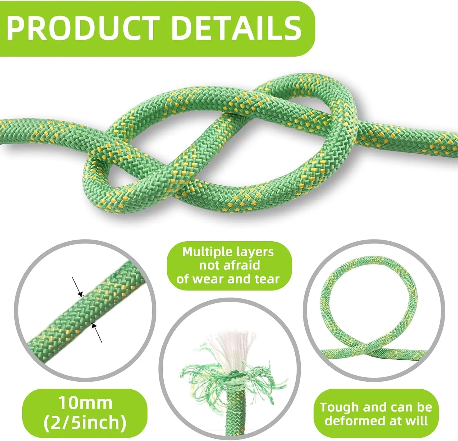 Outdoor Static Climbing Rope for Adults - High Strength Rope for Rock Climbing, Tree Climbing, Hiking, Arborist, Rescue & Camping - Purple(10m/32ft, 20m/64ft, 30m/96ft)