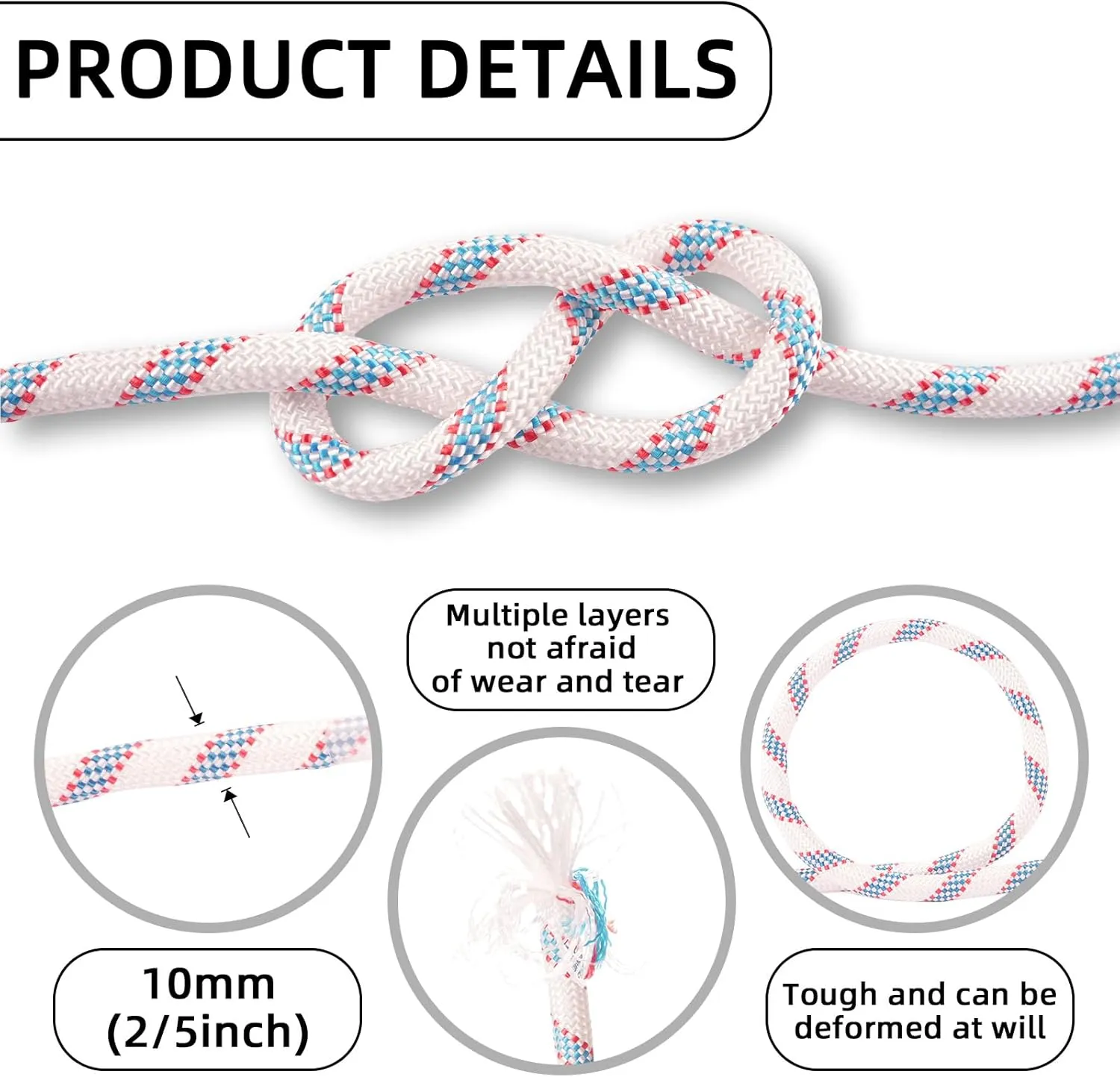 Outdoor Static Climbing Rope for Adults - High Strength Rope for Rock Climbing, Tree Climbing, Hiking, Arborist, Rescue & Camping - Purple(10m/32ft, 20m/64ft, 30m/96ft)