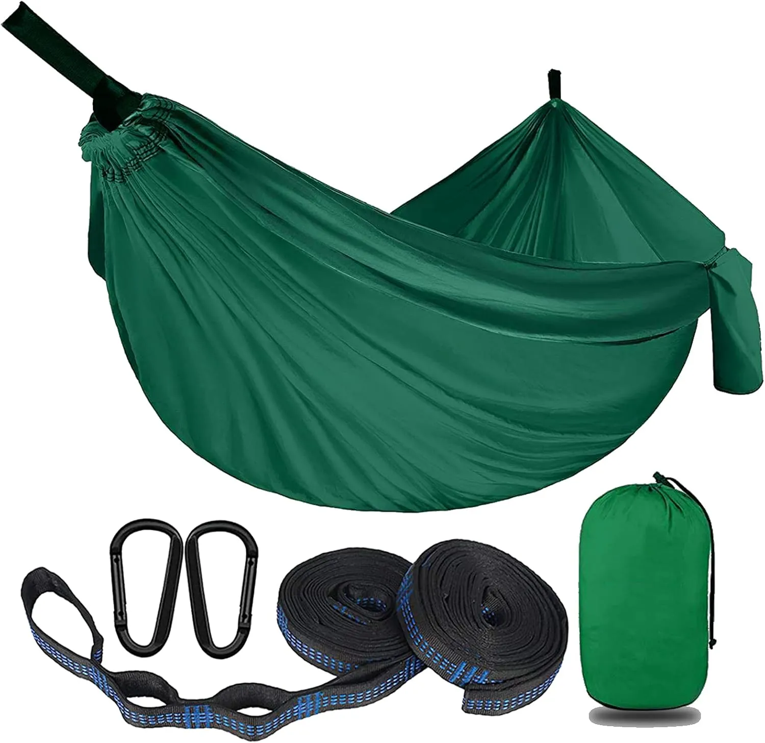 Outdoor Travel Hammock, Portable Camping Hammock, Double Hammock 200kg Load Capacity for Camping Hiking Backpacking,Dark Green