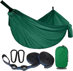 Outdoor Travel Hammock, Portable Camping Hammock, Double Hammock 200kg Load Capacity for Camping Hiking Backpacking,Dark Green