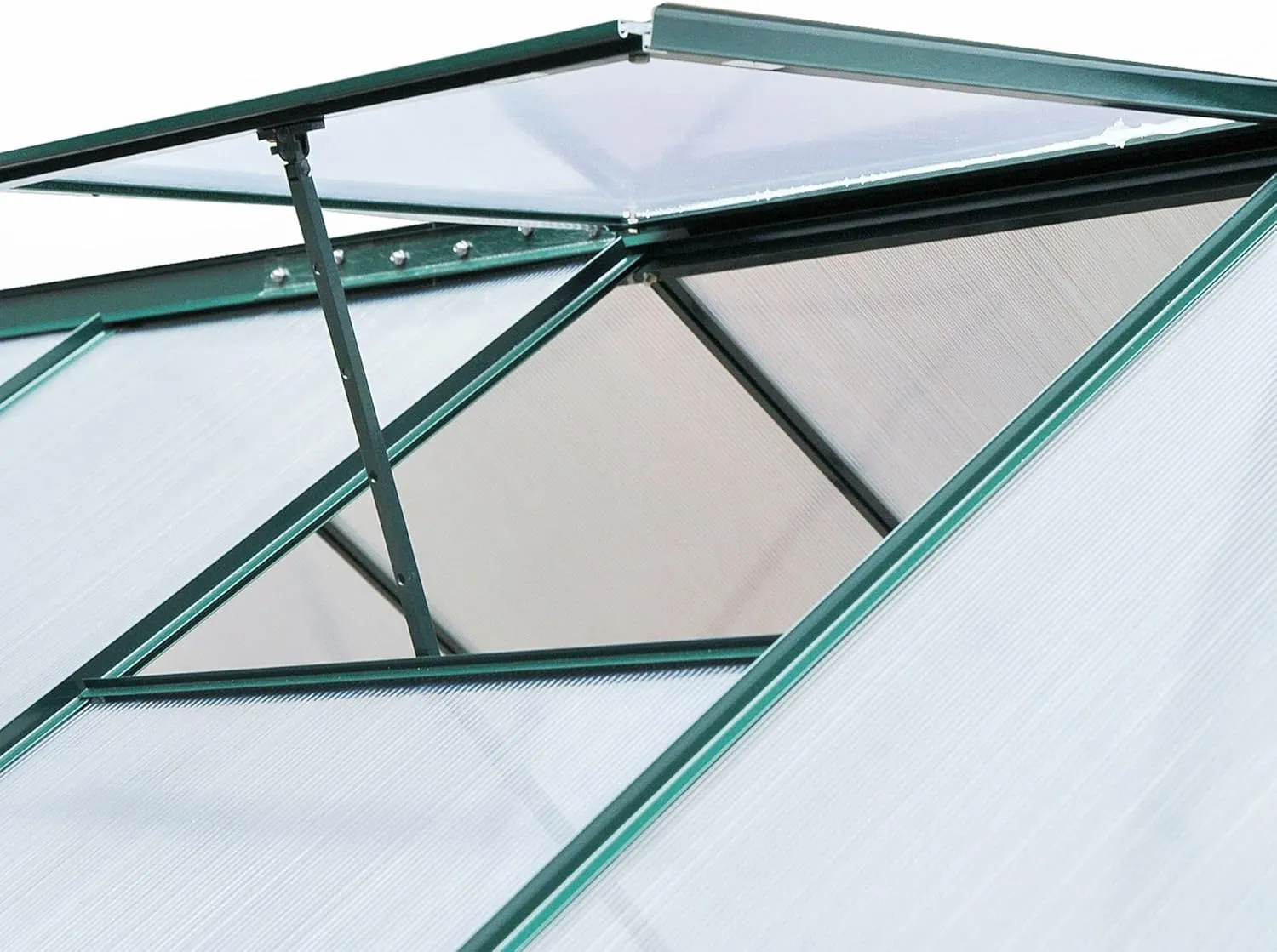 Outsunny 6' x 8' Greenhouse for Outdoors, Polycarbonate Greenhouse with Rain Gutter and Roof Vent, Aluminum Walk-in Green Houses for Outside for Patio Backyard Garden, Dark Green