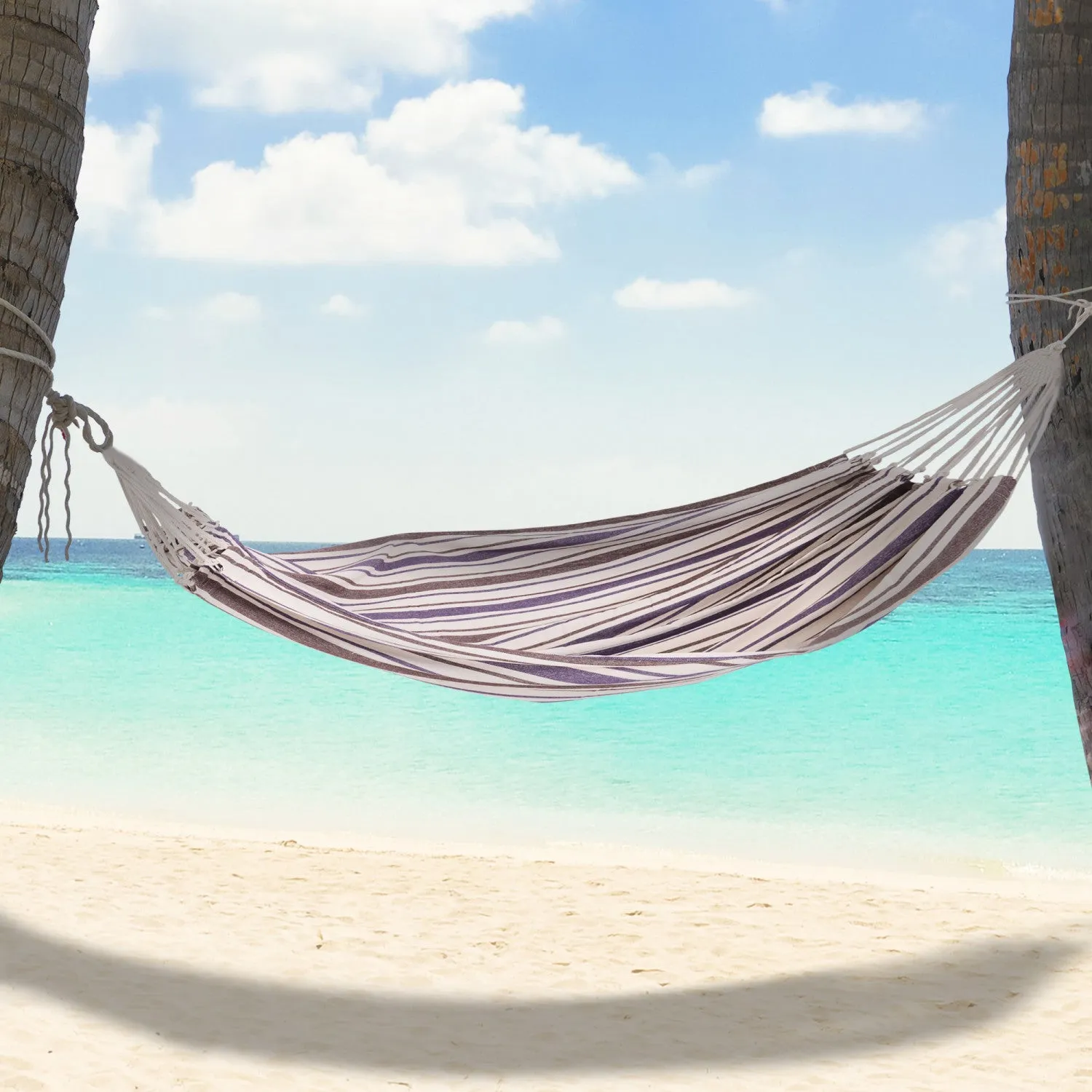 Outsunny 83"x59" Outdoor Hammock Bed Swing Chair, Patio Lounge Garden Camping Hiking Travel Hammock |Outsunny 83 "x 59" Double Hamac Lit Jardin Camping Randonnee Mobilier, Violet
