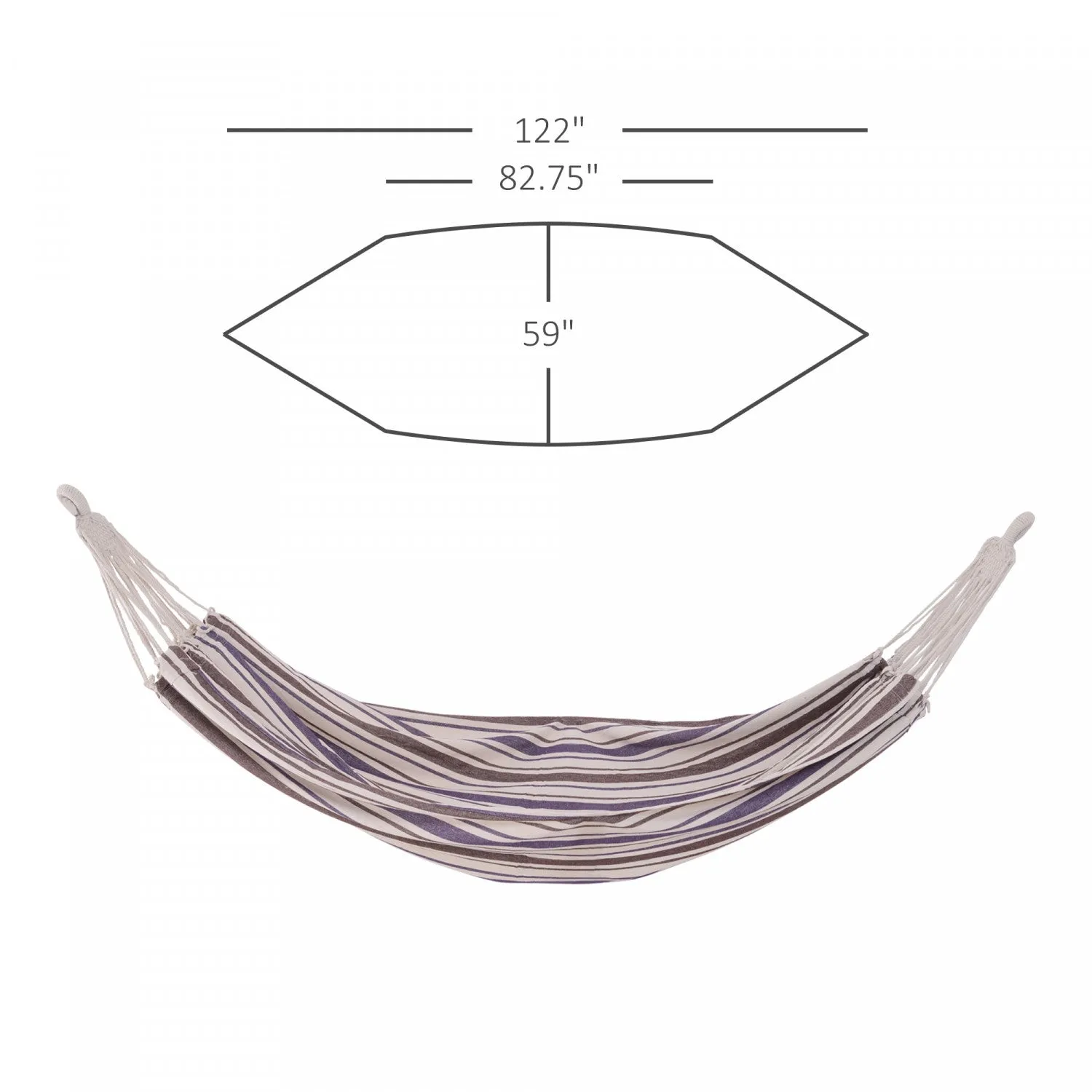 Outsunny 83"x59" Outdoor Hammock Bed Swing Chair, Patio Lounge Garden Camping Hiking Travel Hammock |Outsunny 83 "x 59" Double Hamac Lit Jardin Camping Randonnee Mobilier, Violet