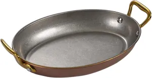 Oval Spanish Paella Pan, Nonstick Stainless Steel Skillet, Riveted Handles, Dishwasher-Safe, Paella Cookware for Homes or Restaurants,Retro Silver