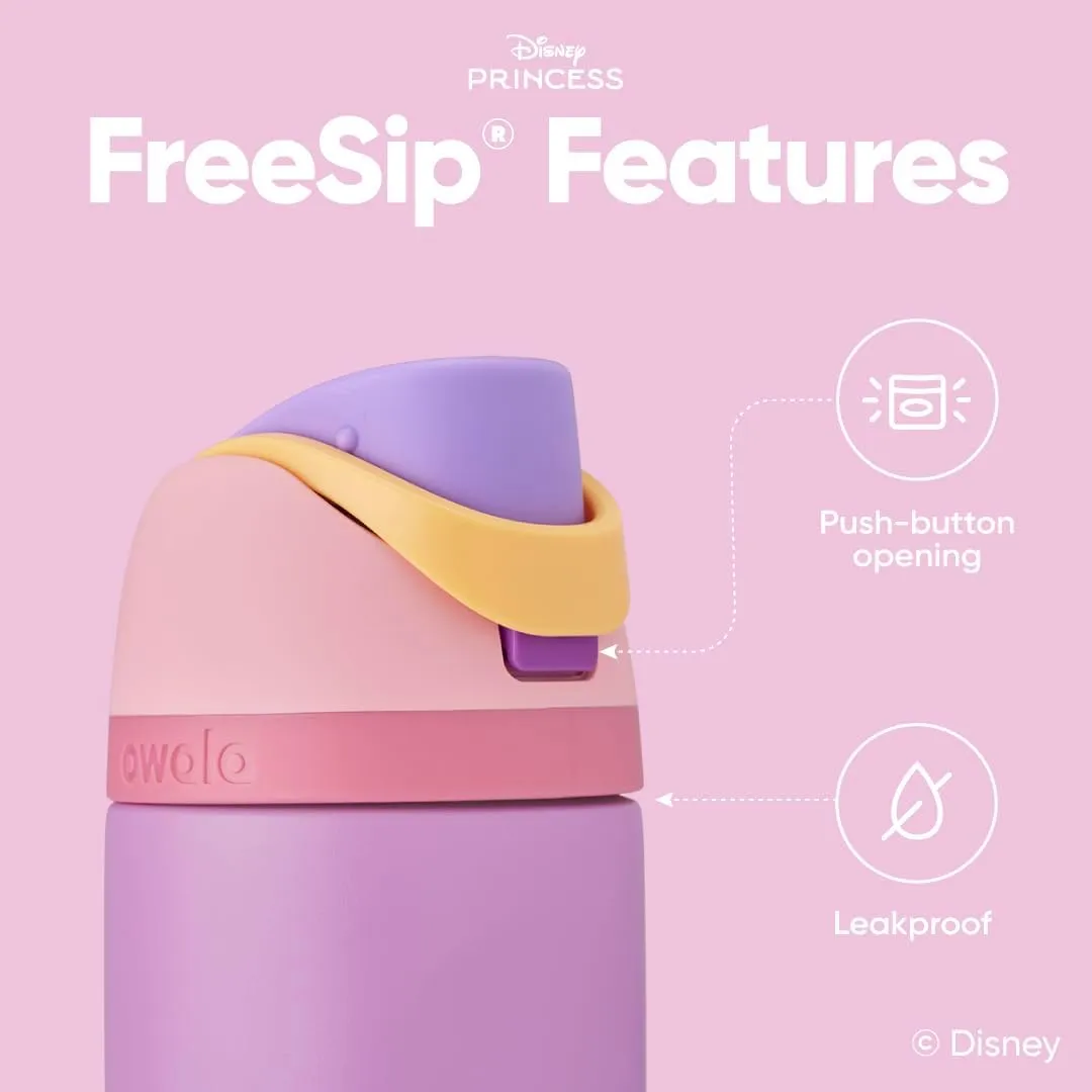 Owala Disney Princess FreeSip Insulated Stainless Steel Water Bottle with Straw for Sports and Travel, BPA-Free Sports Water Bottle, 24 oz, Rapunzel