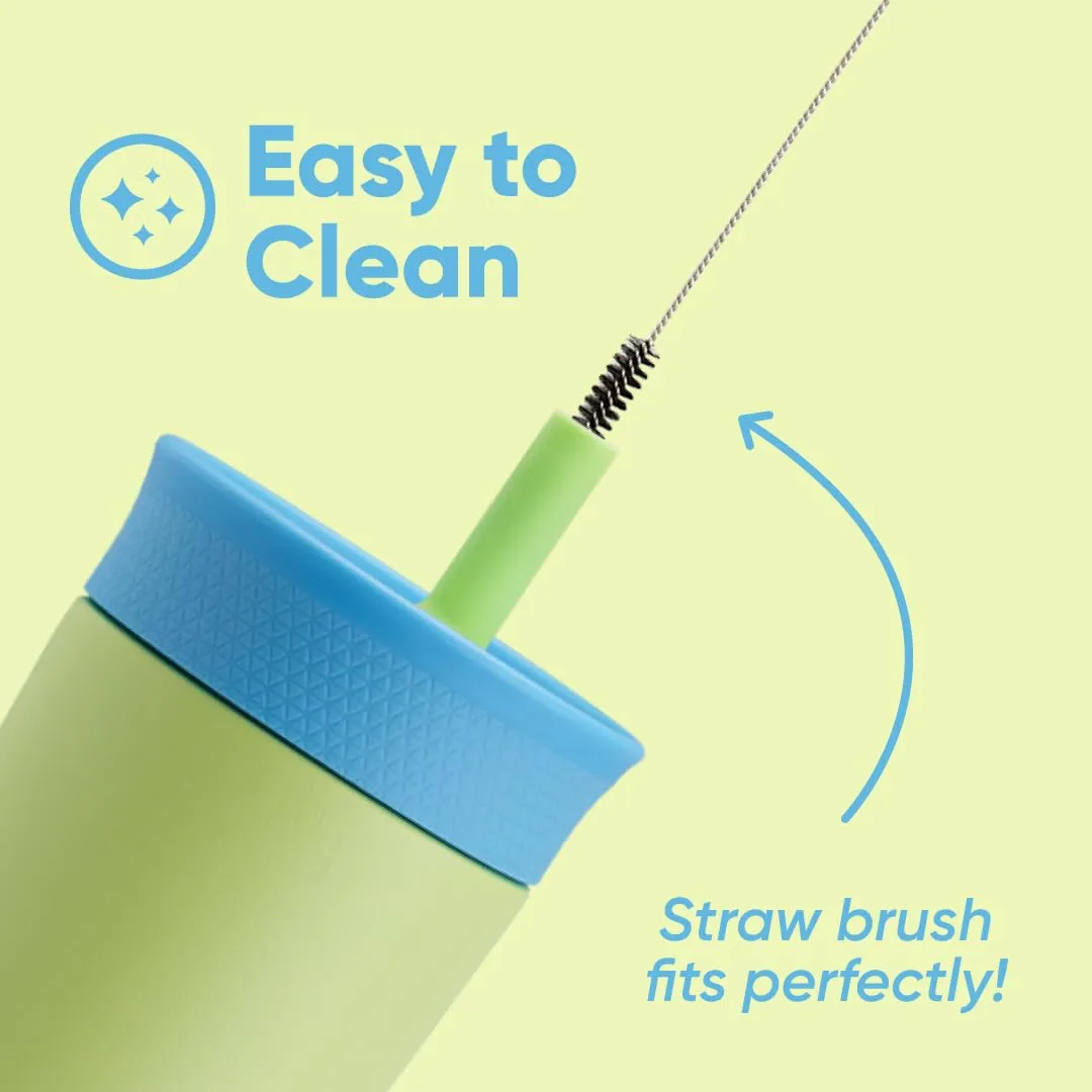 Owala Kids Insulation Stainless Steel Tumbler with Spill Resistant Flexible Straw, Easy to Clean, Kids Water Bottle, Great for Travel, Dishwasher Safe, 12 Oz, Blue and Light Green (Turtley Awesome)