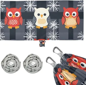 Owl Buffalo Plaid Snowflakes Christmas Hammocks for Camping Fabric Hammock for Outside Camping Essentials