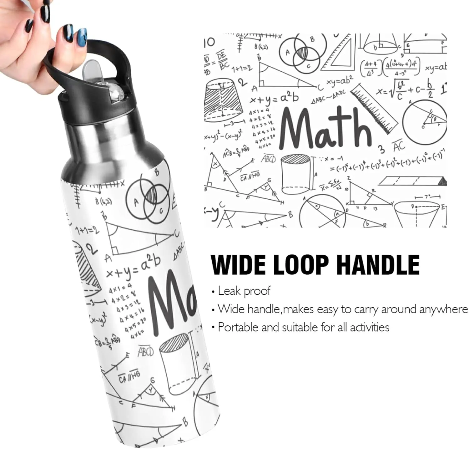 Oyihfvs Sports Stainless Steel Water Bottle 20 Oz, with Straw Lid Vacuum Insulated Leakproof Thermo Flask, Great for Fitness Outdoor