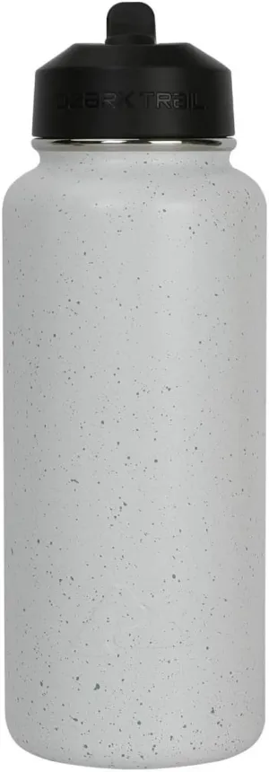 Ozark Trail 32 fl oz Insulated Stainless Steel Wide Mouth Water Bottle, Loop Handle, Flip Lid (White Speckled)
