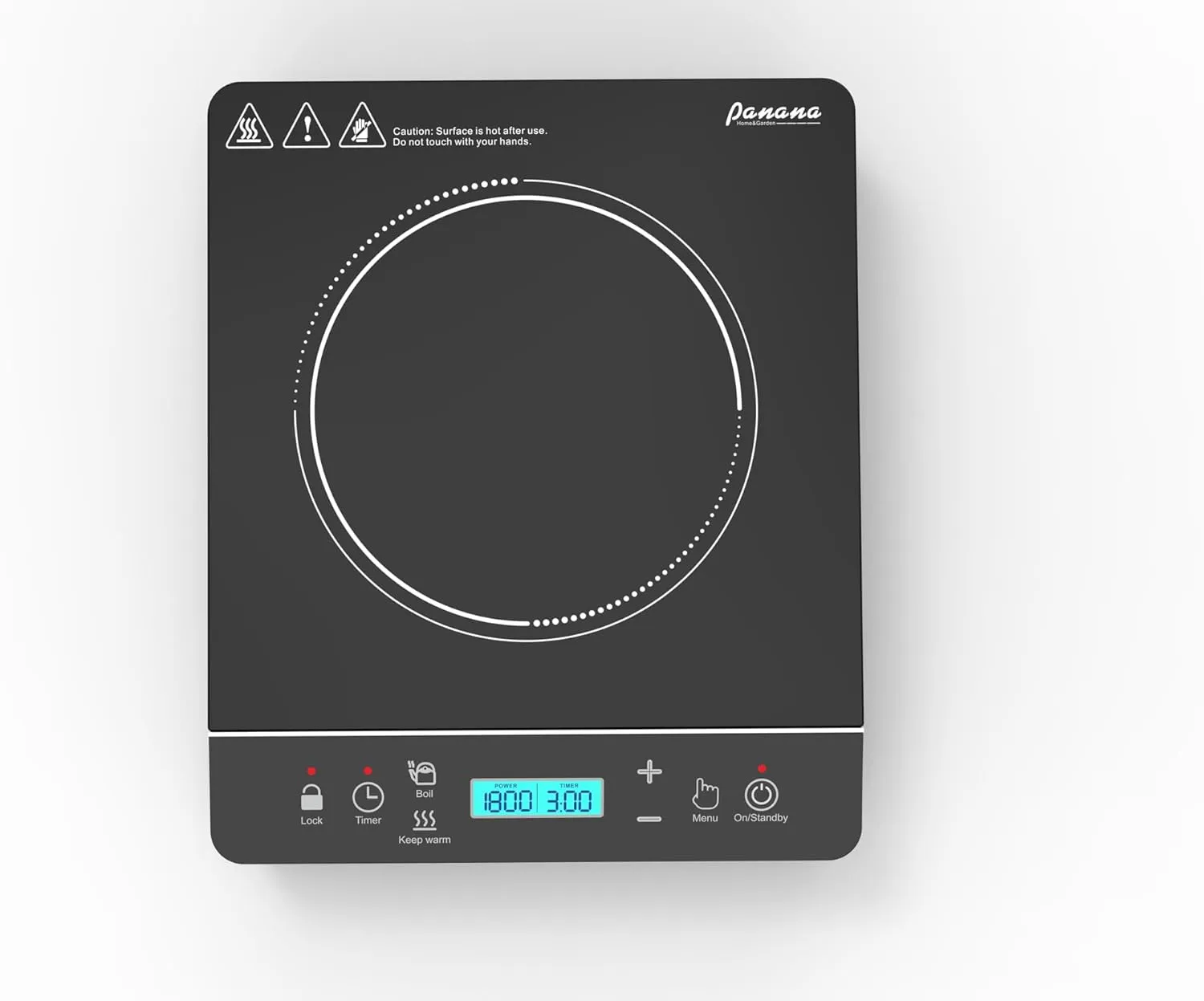 Panana Portable Induction Cooktop, 1800 Watts Induction Burner with LCD Sensor Touch, Induction Hot Plate with Safety Shutoff Function for Cooking, Single (BLUE LCD Dispaly - Silver)