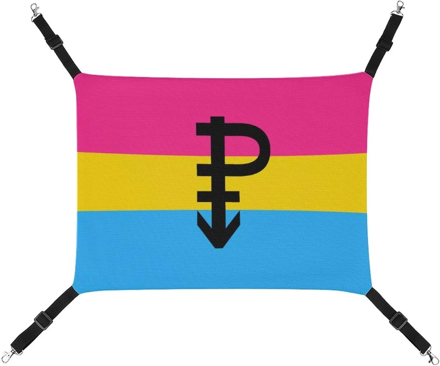 Pansexual Pride Flag with P Hanging Cat Bed Soft Breathable Pet Hammock for Cage Pet Sleeper for Kitten Ferret Puppy Rabbit