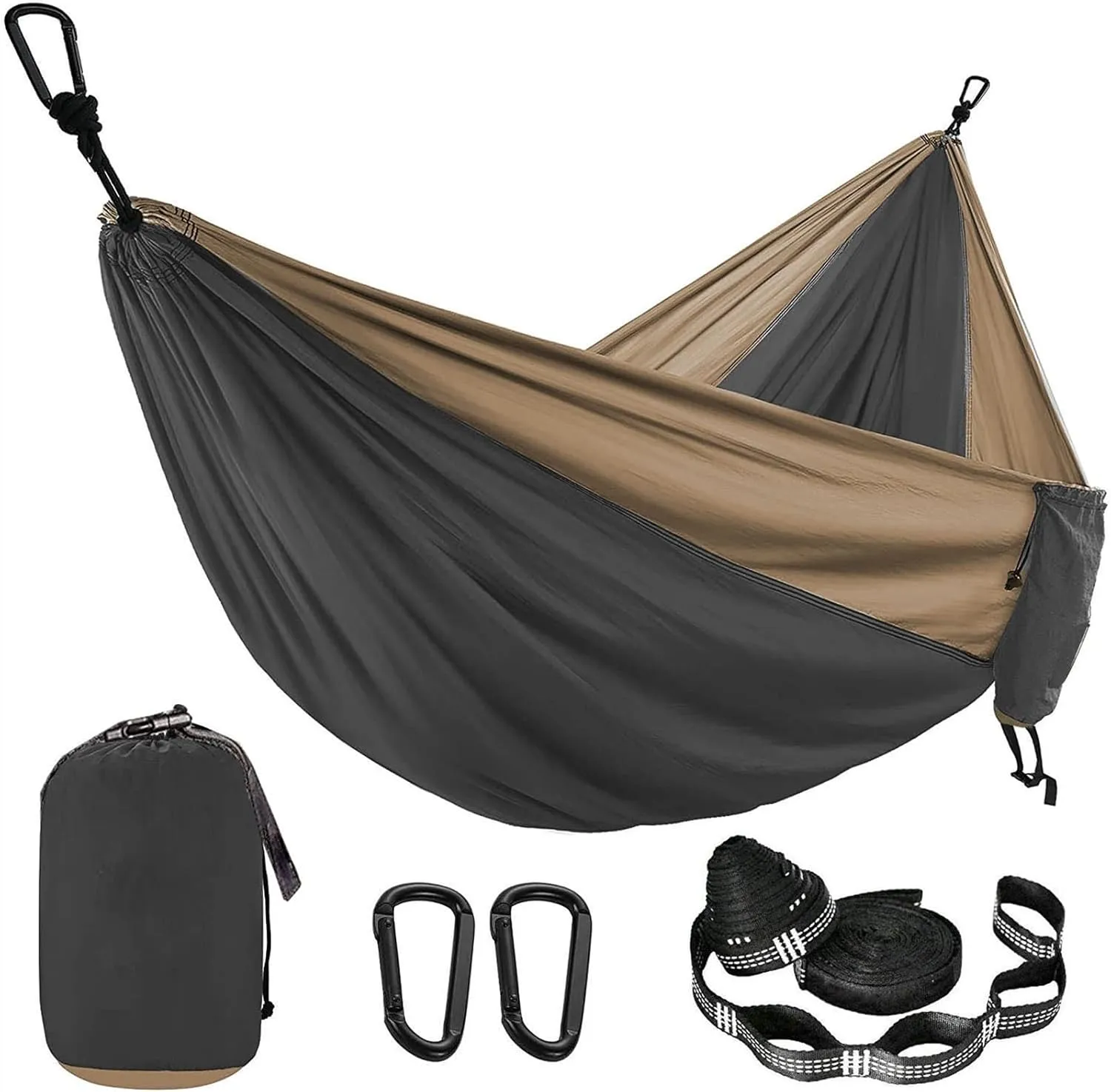 Parachute Hammock with Hammock Straps and Black Carabiner Camping Survival Travel Double Person Outdoor Furniture