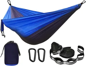 Parachute Hammock with Hammock Straps and Black Carabiner Camping Survival Travel Double Person Outdoor Furniture