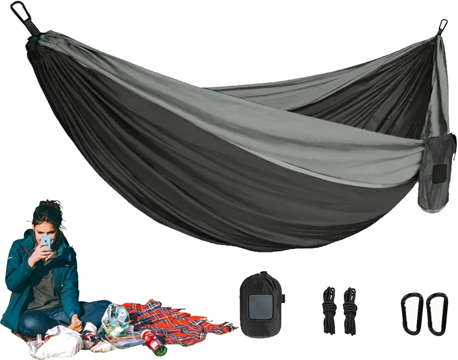 Patio Hammock - Heavy Duty Outdoor Camping Hammock - Breathable Portable Travel Swing Bed for Kid Lounging Garden Backyard Lawn Patio Beach Picnic