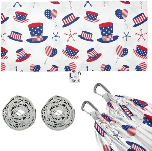 Pattern for 4th of July Camping Hammock with Tree Straps, Portable Lightweight Parachute Hammocks Camping Accessories Gear for Indoor Outdoor Backpacking Travel Hiking Beach
