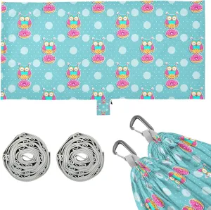 Pattern with Owls and Cakes Camping Hammock with Tree Straps, Portable Lightweight Parachute Hammocks Camping Accessories Gear for Indoor Outdoor Backpacking Travel Hiking Beach