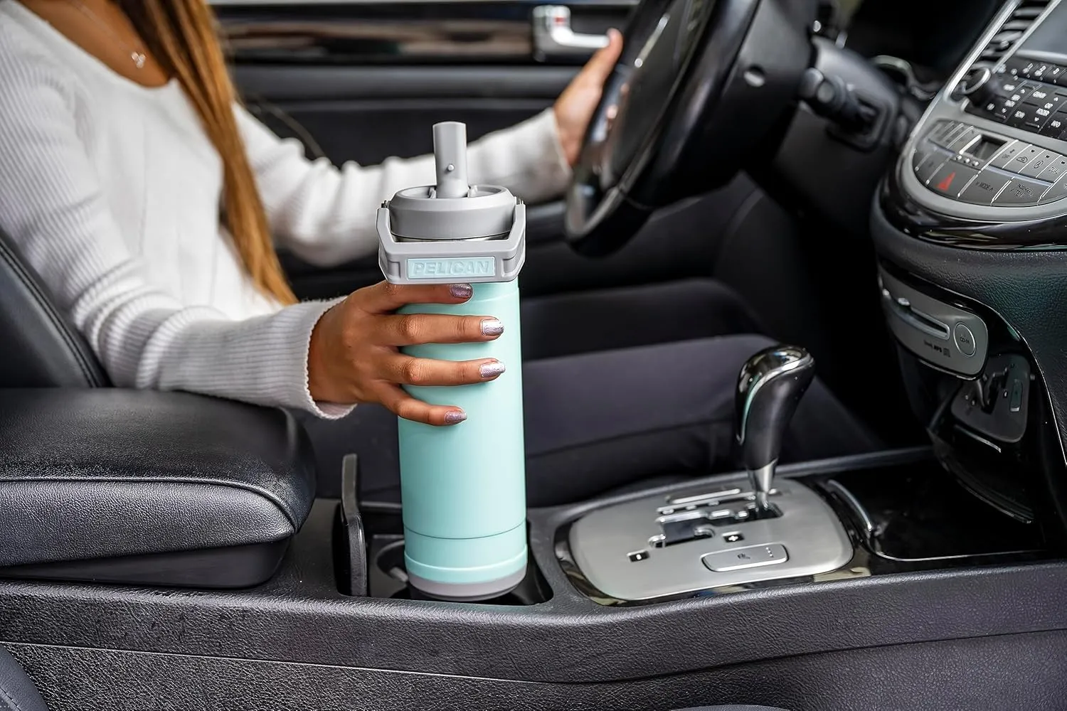 Pelican Hydration Pelican Pacific™ 26 oz Vacuum Insulated Tumbler - Recycled Stainless Steel Double Wall Travel with Dual Lid, Powder Coated Insulated Water Bottle For Cold Drinks, Ash