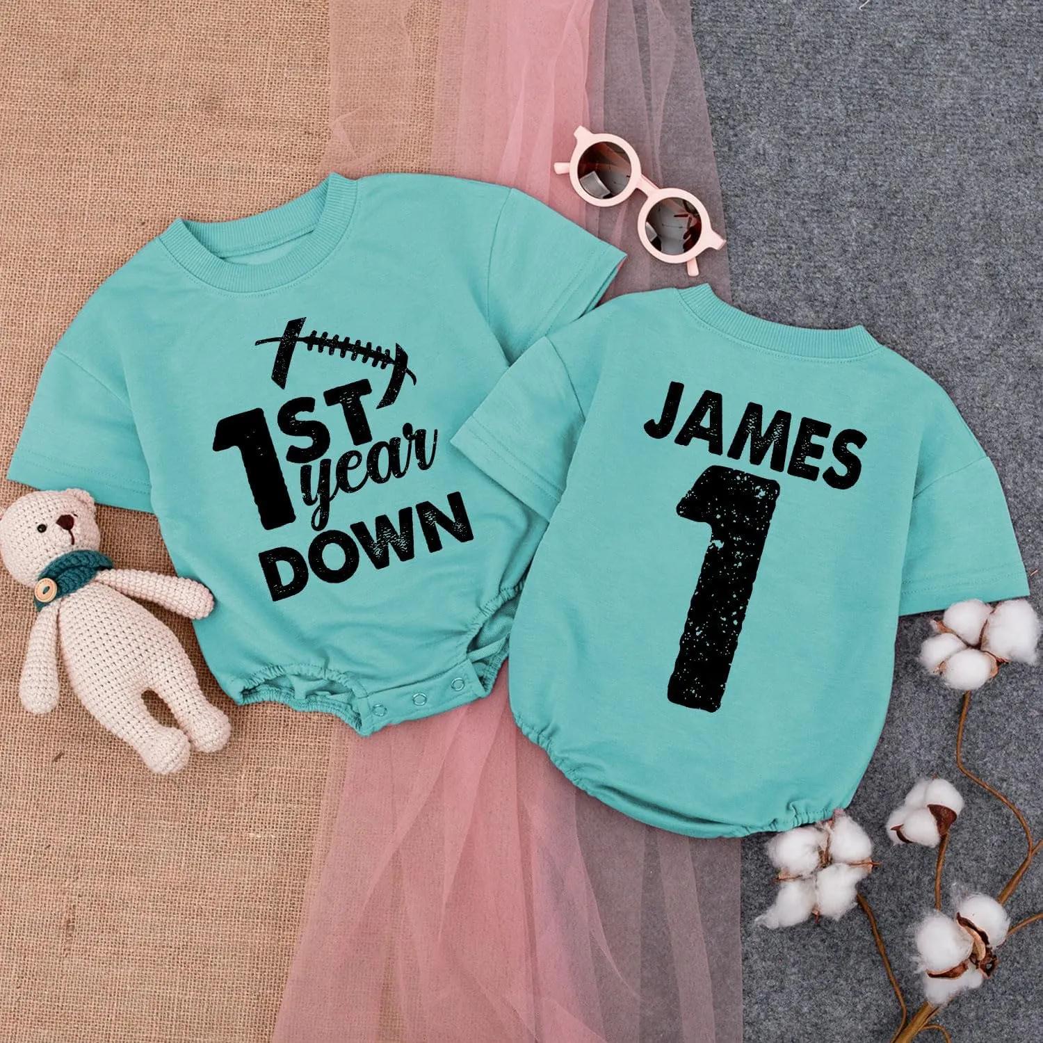 Personalized 1st Year Down Birthday Outfit Boy, First Year Down Birthday Romper Boy, First Birthday Gifts