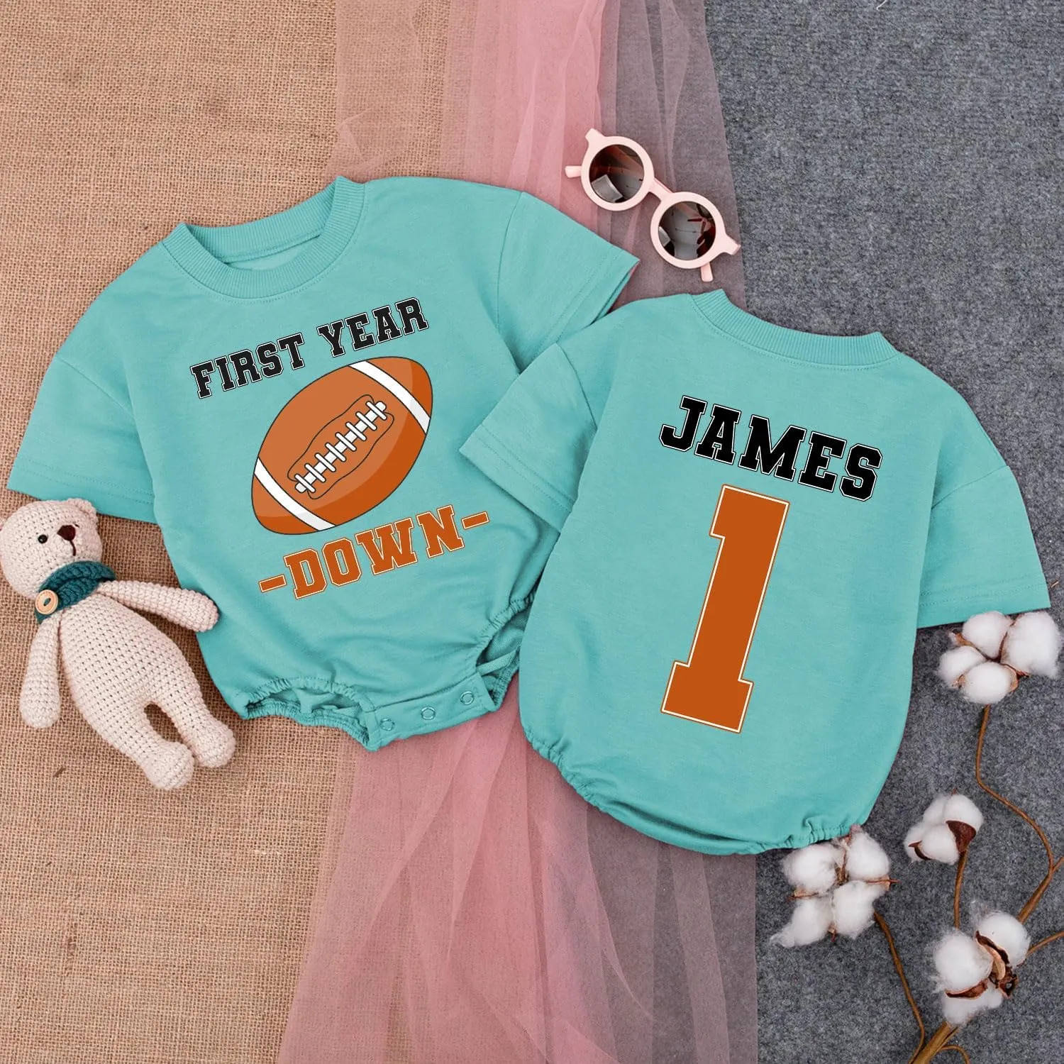 Personalized 1st Year Down Birthday Outfit Boy, First Year Down Birthday Romper Boy, First Birthday Gifts