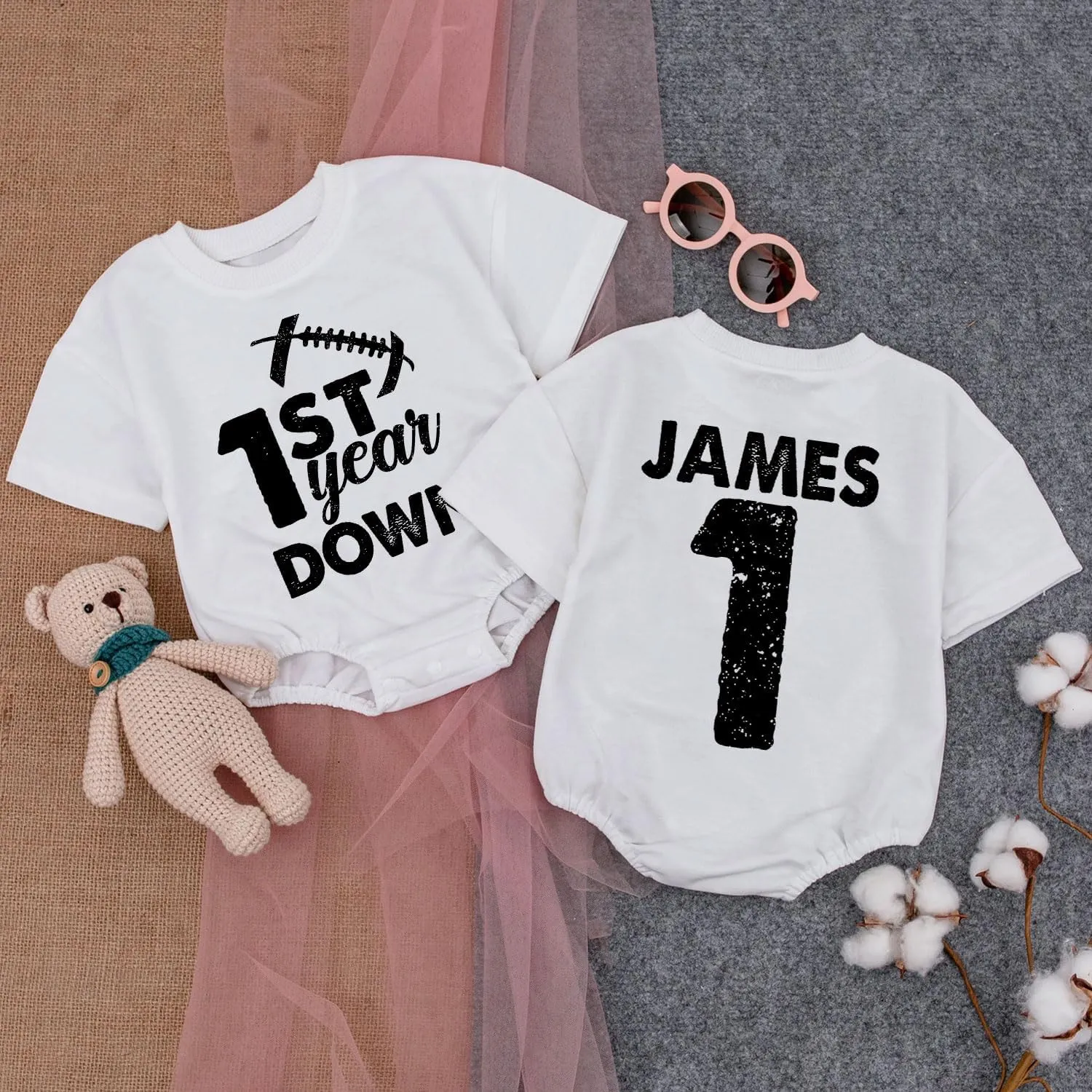 Personalized 1st Year Down Birthday Outfit Boy, First Year Down Birthday Romper Boy, First Birthday Gifts
