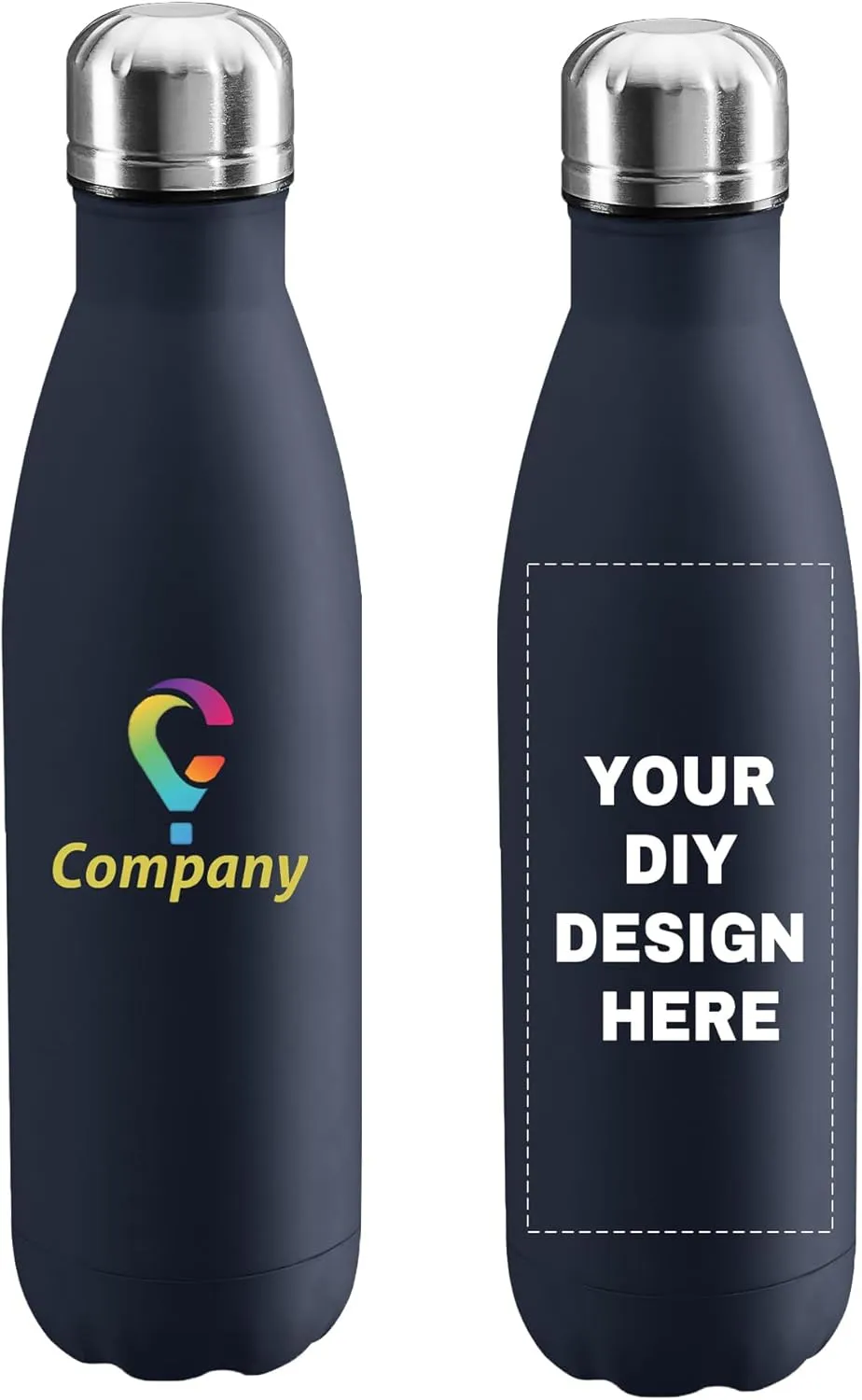 Personalized Custom Water Bottle Print in USA 17oz Stainless Steel Double Wall Leakproof Cups With Colorful Text Logo for Sports Outdoors