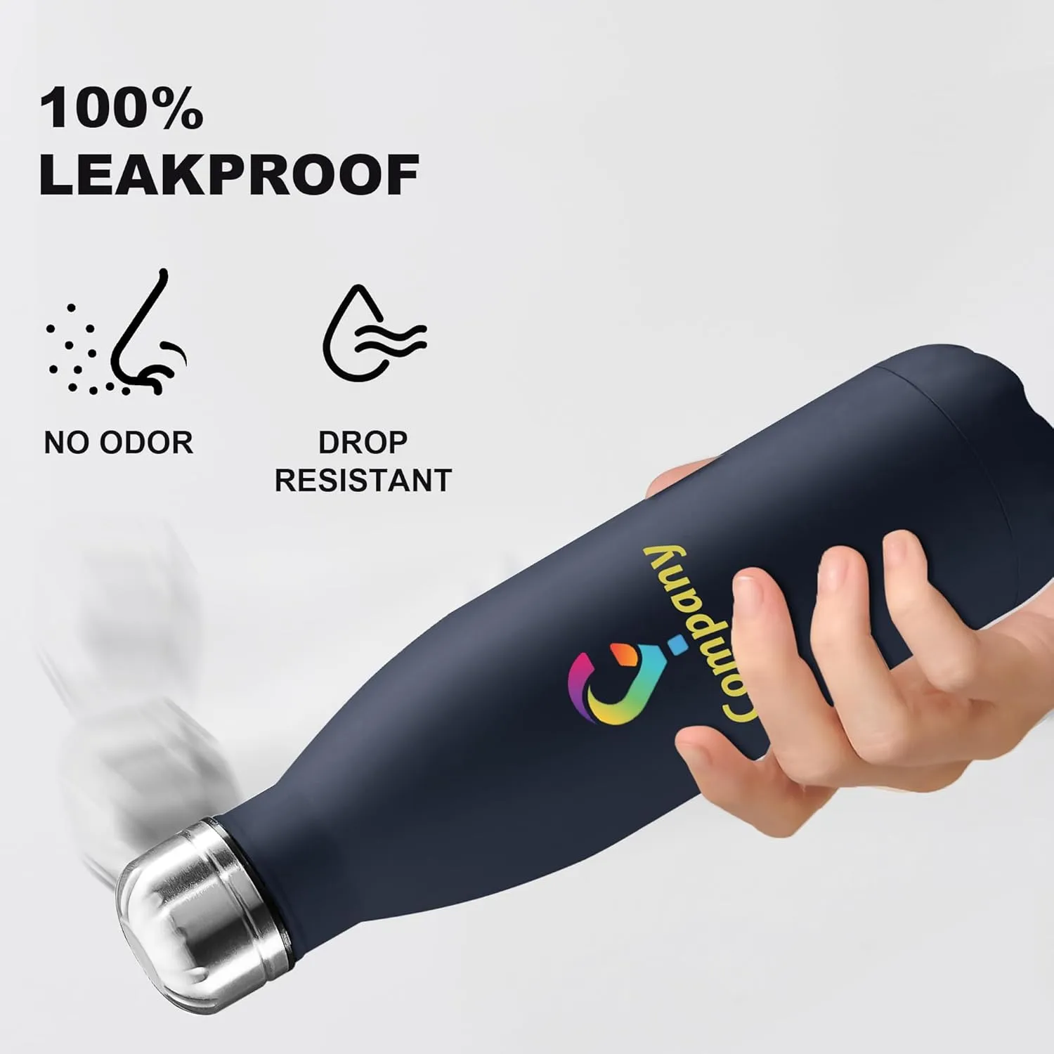 Personalized Custom Water Bottle Print in USA 17oz Stainless Steel Double Wall Leakproof Cups With Colorful Text Logo for Sports Outdoors