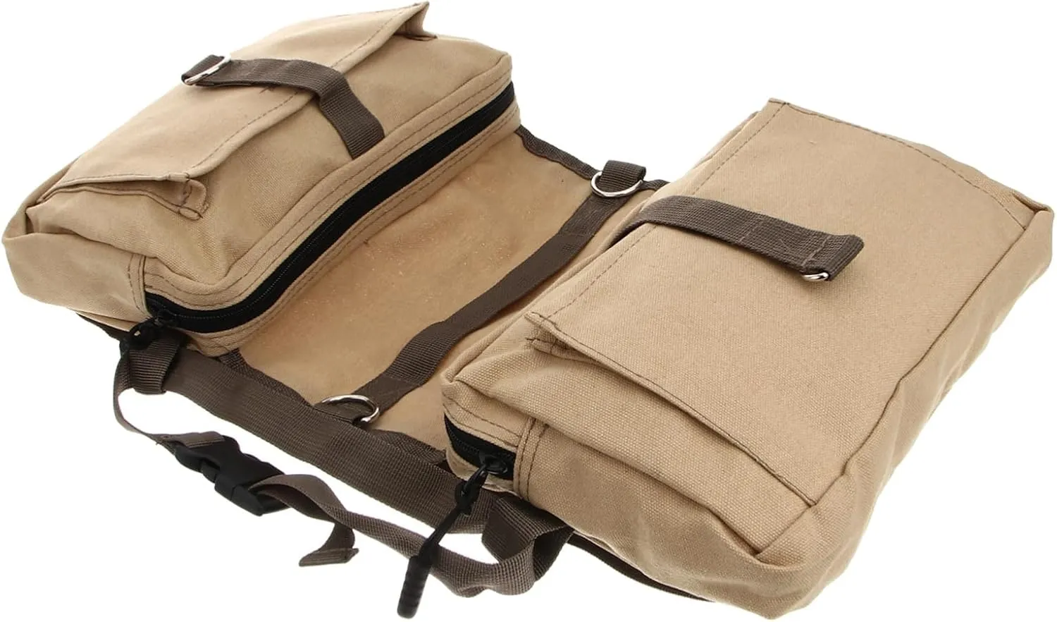 Pet Saddlebag Backpack for Dogs Canvas Dog Hiking Pack Pockets for Outdoor Adventures Khaki