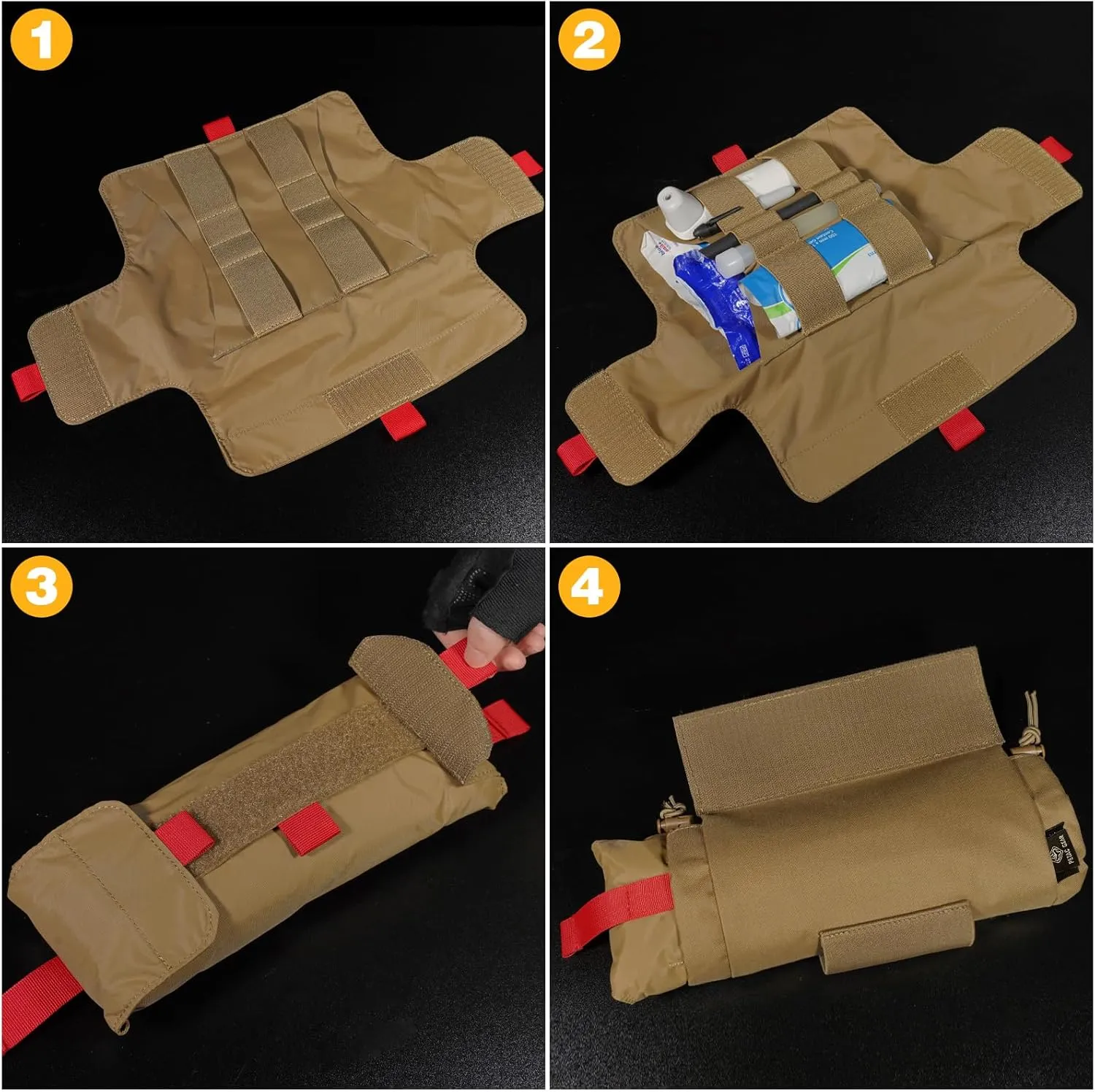 PETAC GEAR Tactical First Aid Drop Dump Pouch, Micro Medical Trauma Roll Up Drop Pouch EMT IFAK Sub Abdominal Carrying Bag with Hook-N-Loop (CB)