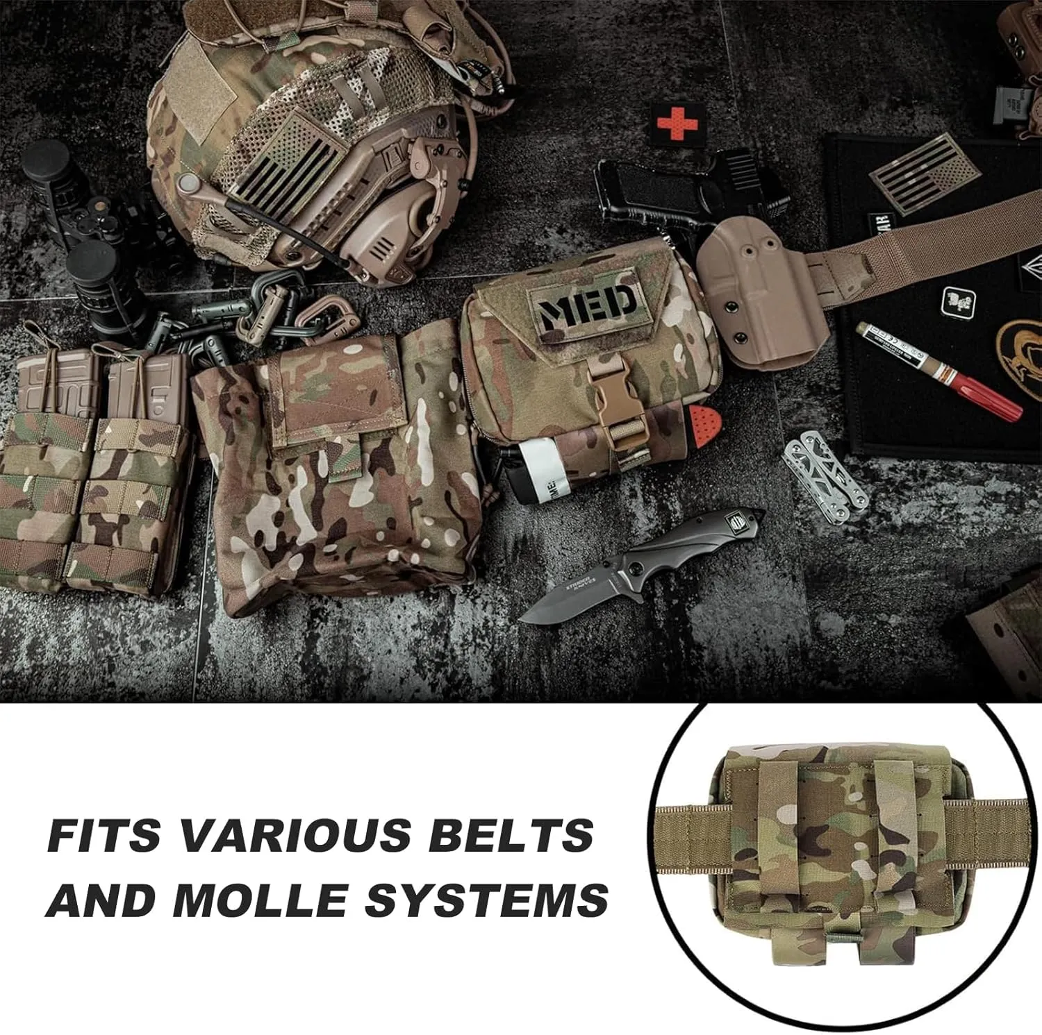 PETAC GEAR Tactical Rip Away Medical Pouch Tear Off First Aid IFAK Pouch Molle & Belt Horizontal Outdoor Emergency Survival Bag …