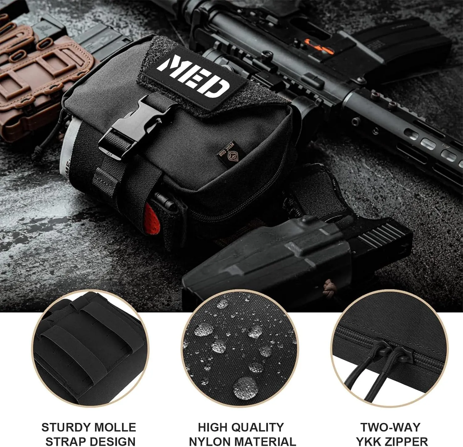 PETAC GEAR Tactical Rip Away Medical Pouch Tear Off First Aid IFAK Pouch Molle & Belt Horizontal Outdoor Emergency Survival Bag …