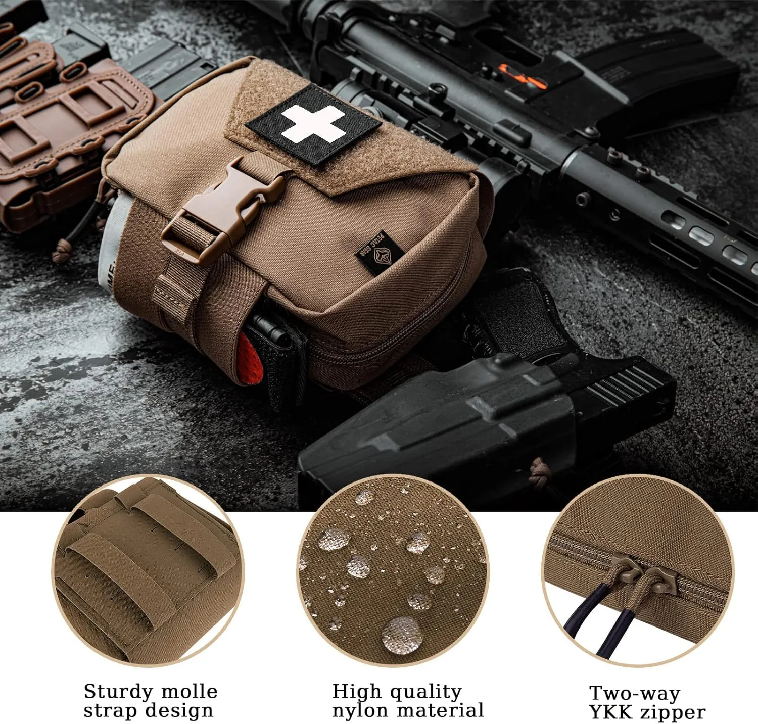 PETAC GEAR Tactical Rip Away Medical Pouch Tear Off First Aid IFAK Pouch Molle & Belt Horizontal Outdoor Emergency Survival Bag …