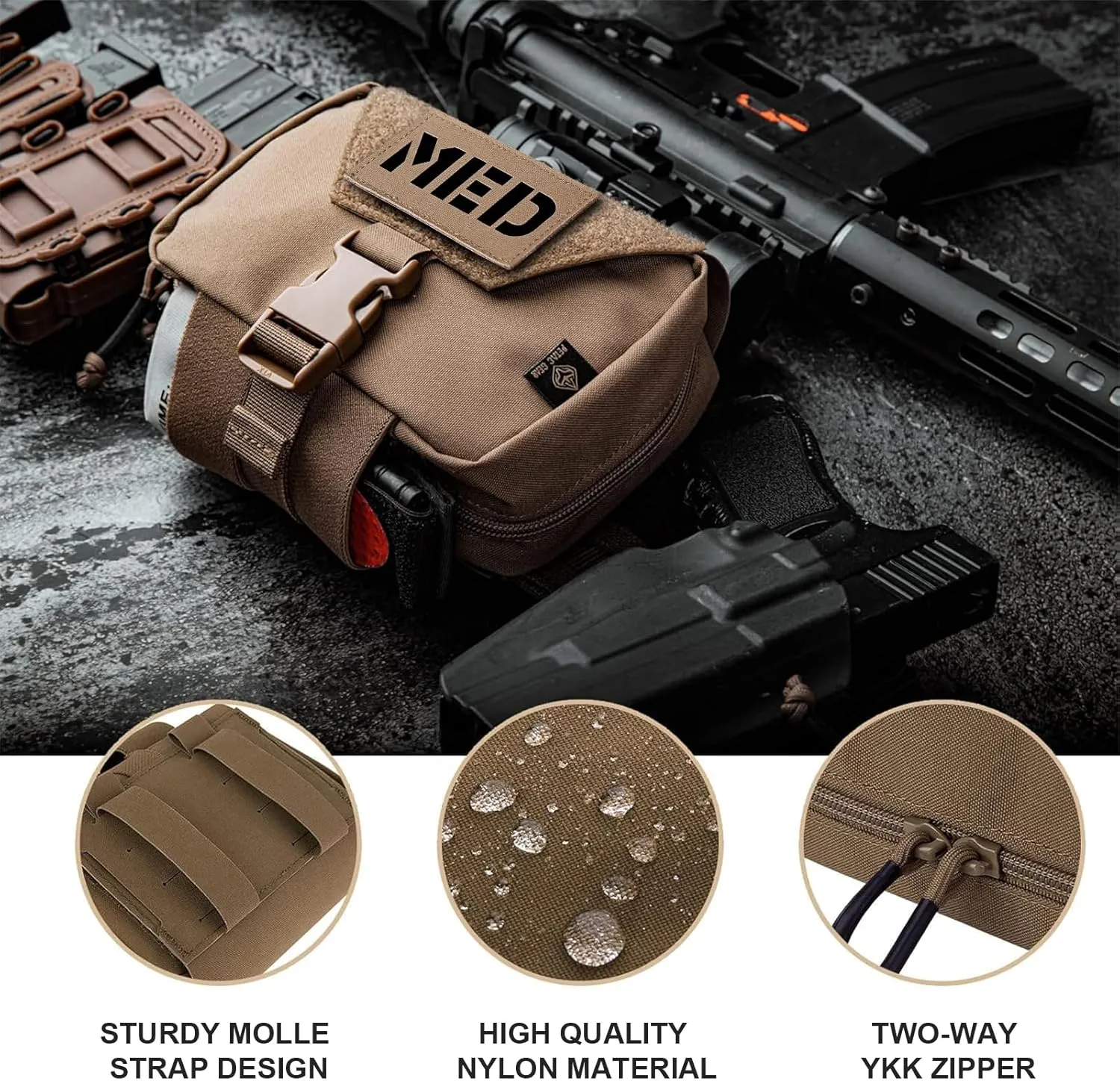 PETAC GEAR Tactical Rip Away Medical Pouch Tear Off First Aid IFAK Pouch Molle & Belt Horizontal Outdoor Emergency Survival Bag …