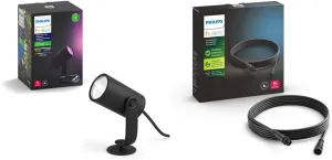 Philips Hue Lily White & Color Outdoor Smart Spot Light Extension   16 Foot Cable Extension