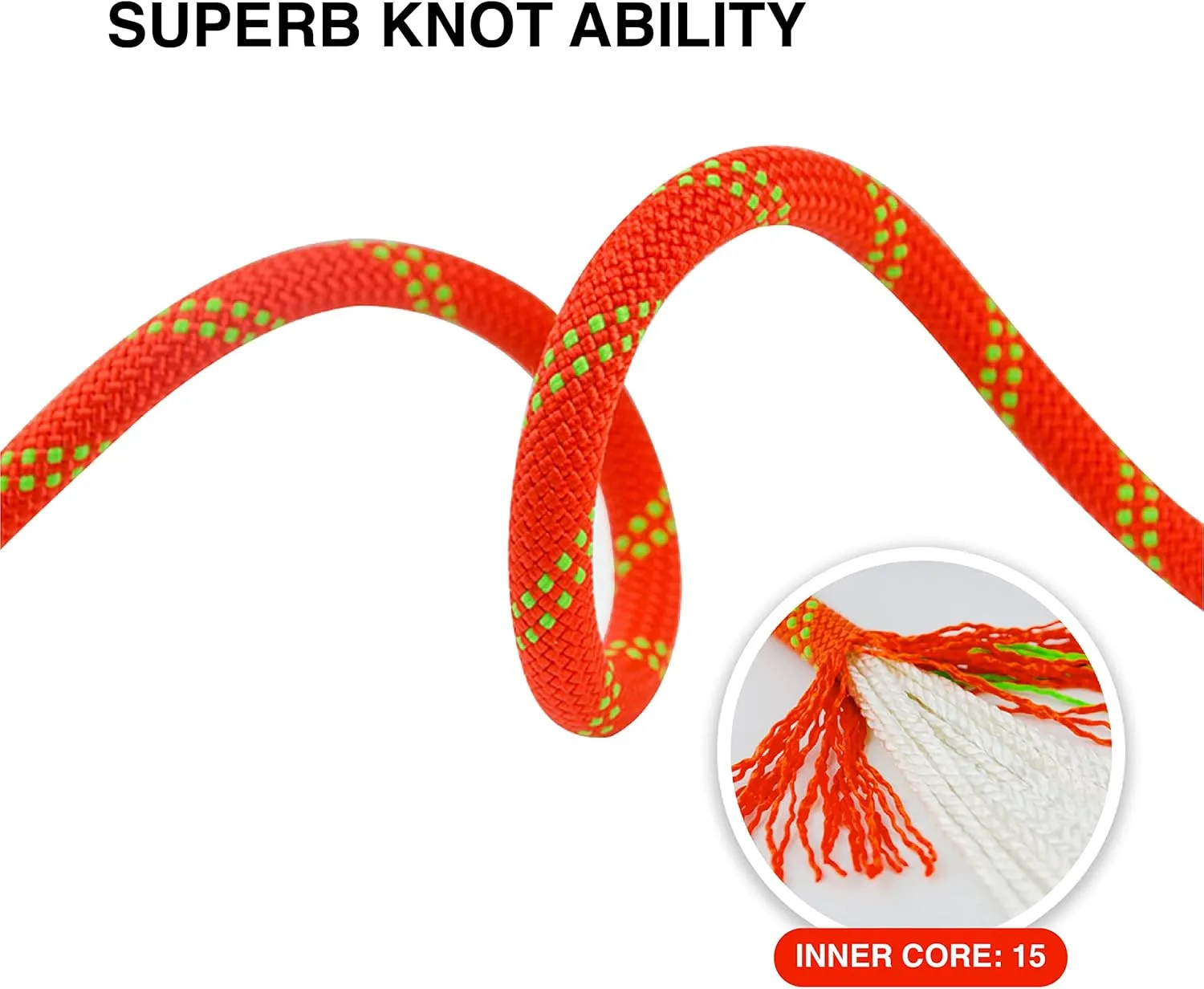 PHRIXUS Static Climbing Rope Safety Nylon Kernmantle Rope for Outdoor Indoor Climbing Rope Rappelling Equipment Rope Survival Cord UIAA Certified