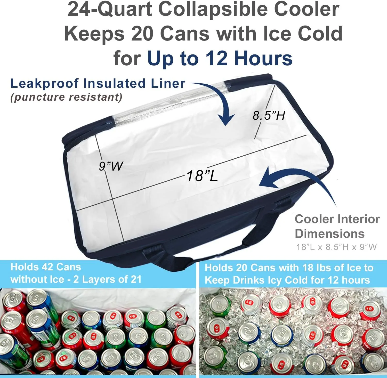 Picnic at Ascot Personalized Monogrammed 42 Can Capacity Semi Rigid Collapsible Leakproof Cooler- Designed & Quality Approved in The USA