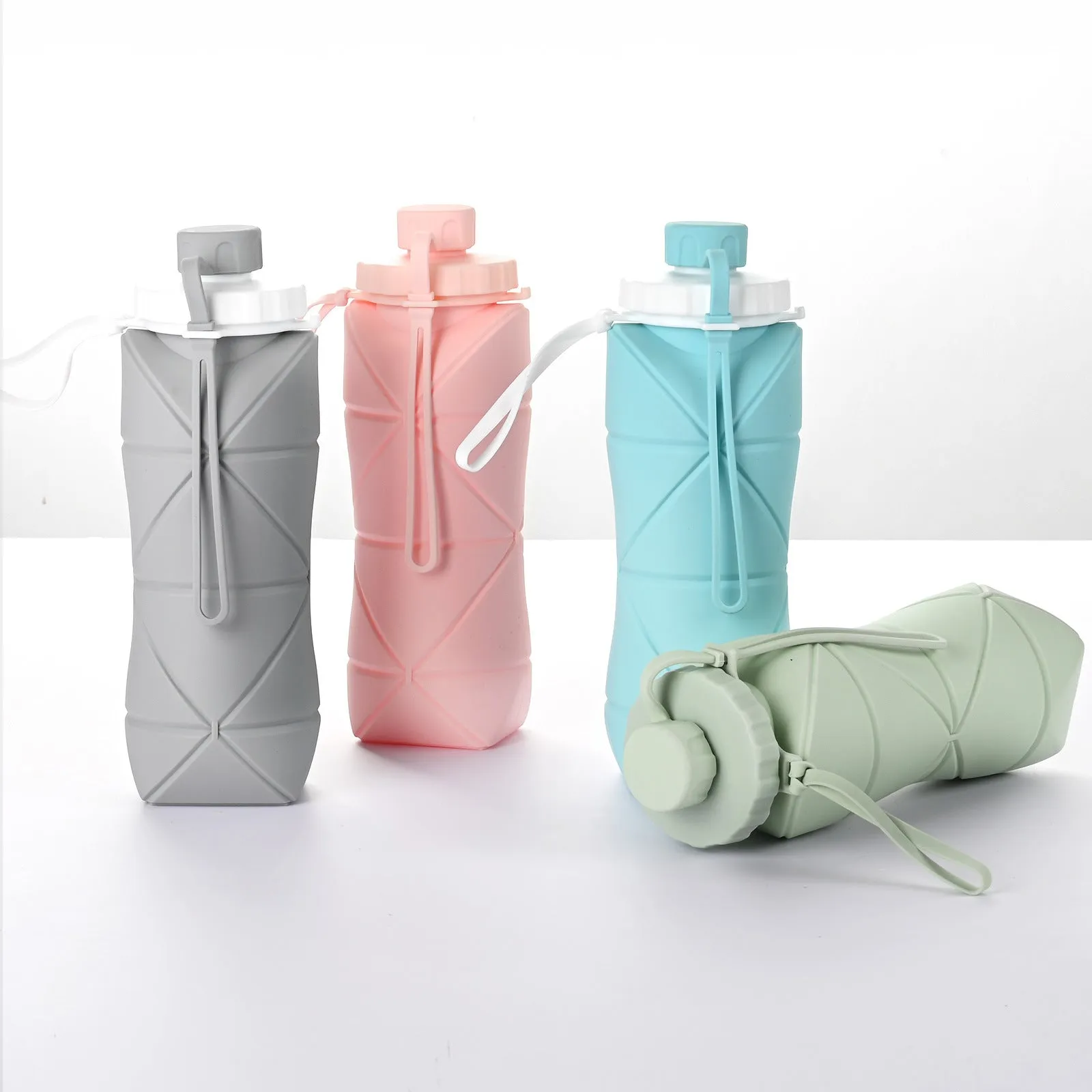 Pink 600ml Silicone Folding Water Bottle - Eco-Friendly Collapsible Travel Bottle
