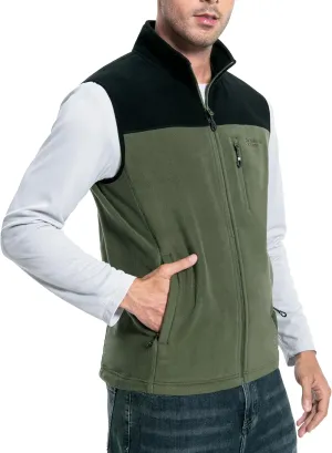 Pioneer Camp Men's Full-Zip Polar Fleece Vest Casual Lightweight Sleeveless Outerwear with 5 Pockets Soft Warm Winter Jacket