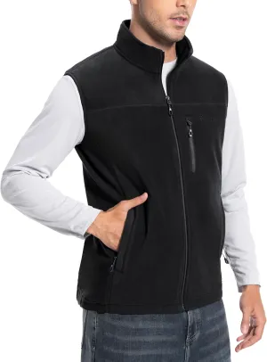 Pioneer Camp Men's Full-Zip Polar Fleece Vest Casual Lightweight Sleeveless Outerwear with 5 Pockets Soft Warm Winter Jacket