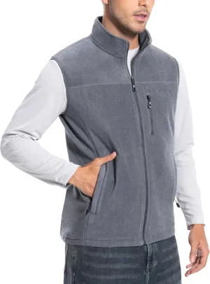 Pioneer Camp Men's Full-Zip Polar Fleece Vest Casual Lightweight Sleeveless Outerwear with 5 Pockets Soft Warm Winter Jacket