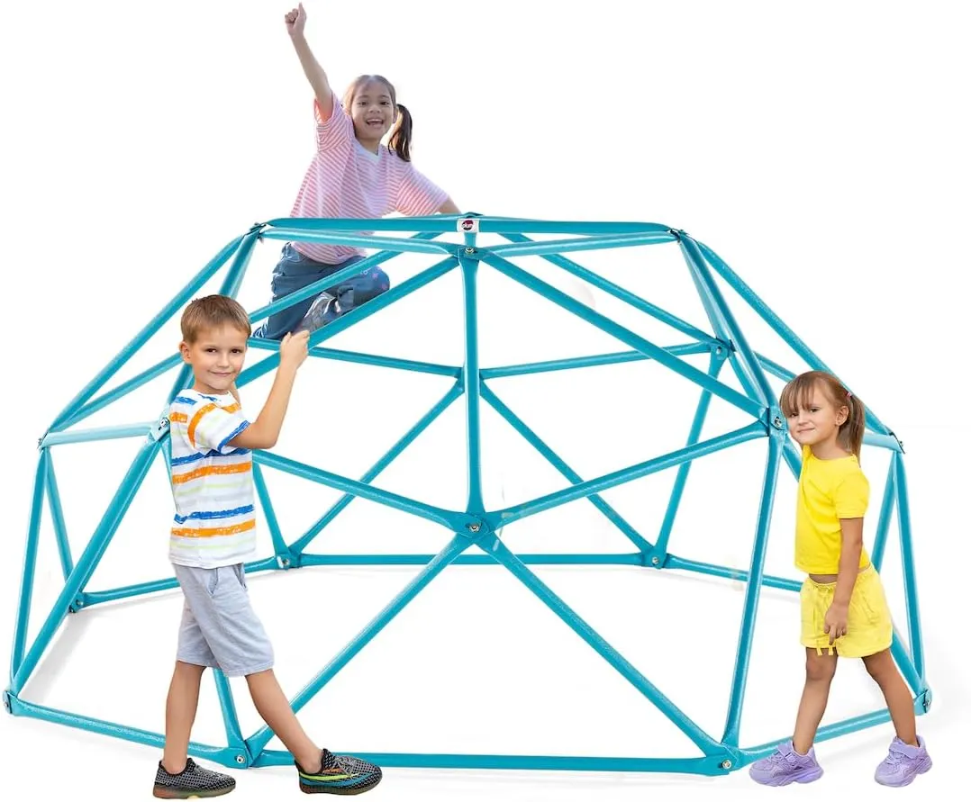 Play Deimos, Jungle Gym, Climbing Dome Toys for Toddlers, Outdoor Play Equipment, Monkey Bars for Kids, Playground, Durable, Metal, Rust Resistant, Easy Assembly, Ground Anchors, Ages 3 , Teal